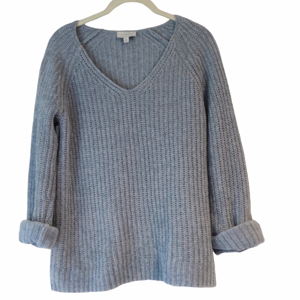 Lucky Brand Pullover Chunky Ribbed Knit Oversize Sweater Size SP Blue A4 - Picture 7 of 7